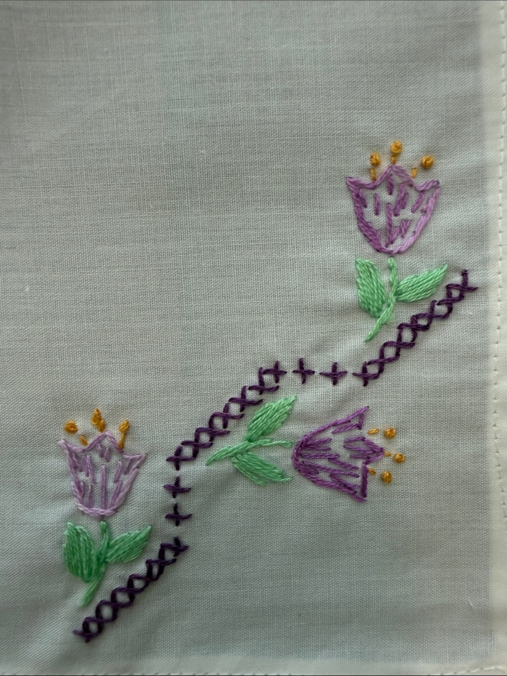 Vintage Hand-Embroidered Floral Cloth Napkins - Set of 6 - Picture 2 of 5